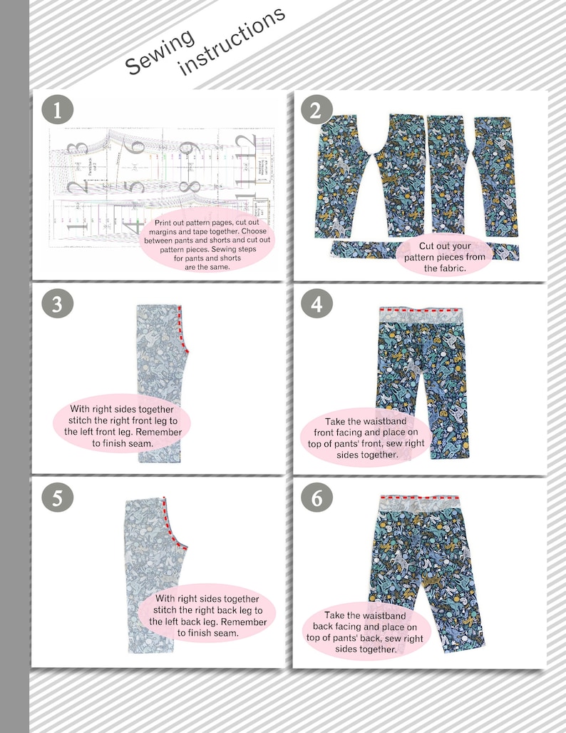 High waisted pants pattern, easy shorts pattern, bloomers sewing pattern PDF, kid sewing pattern up to 10 years image 10