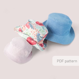 Bucket hat pattern, bonnet sewing pattern PDF, sun hat pattern, baby, adults, kids and baby hat sewing pattern, instant download