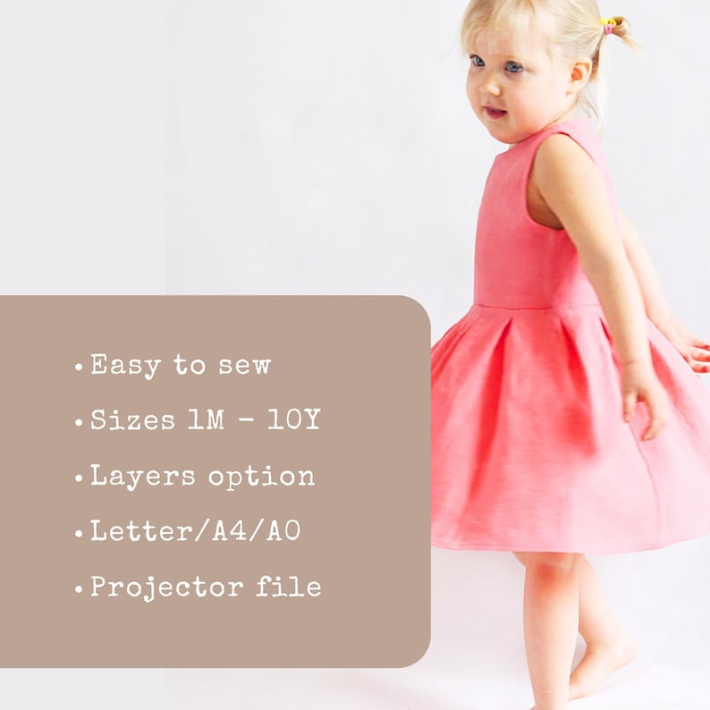 Girls Party Dress Sewing Pattern PDF Baby Sleeveless Dress Toddler Summer Clothes Linen Outfit Idea Flower Girl Beginner Design Learn Sew image 2