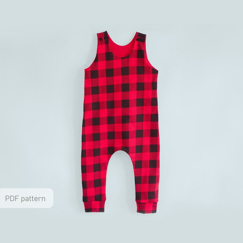 Easy overalls pattern Kids and baby romper pattern PDF Do it yourself sewing pattern image 1