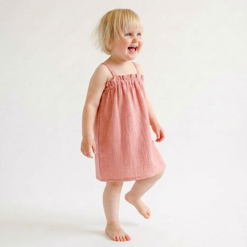Easy sewing project for toddler and baby clothes made from muslin