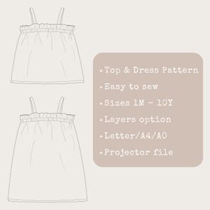Zomerjurk patroon en top naaipatronen bundel voor kinderkleding mousseline baby outfit idee heel eenvoudig beginnersproject om te naaien peuterjurk afbeelding 2