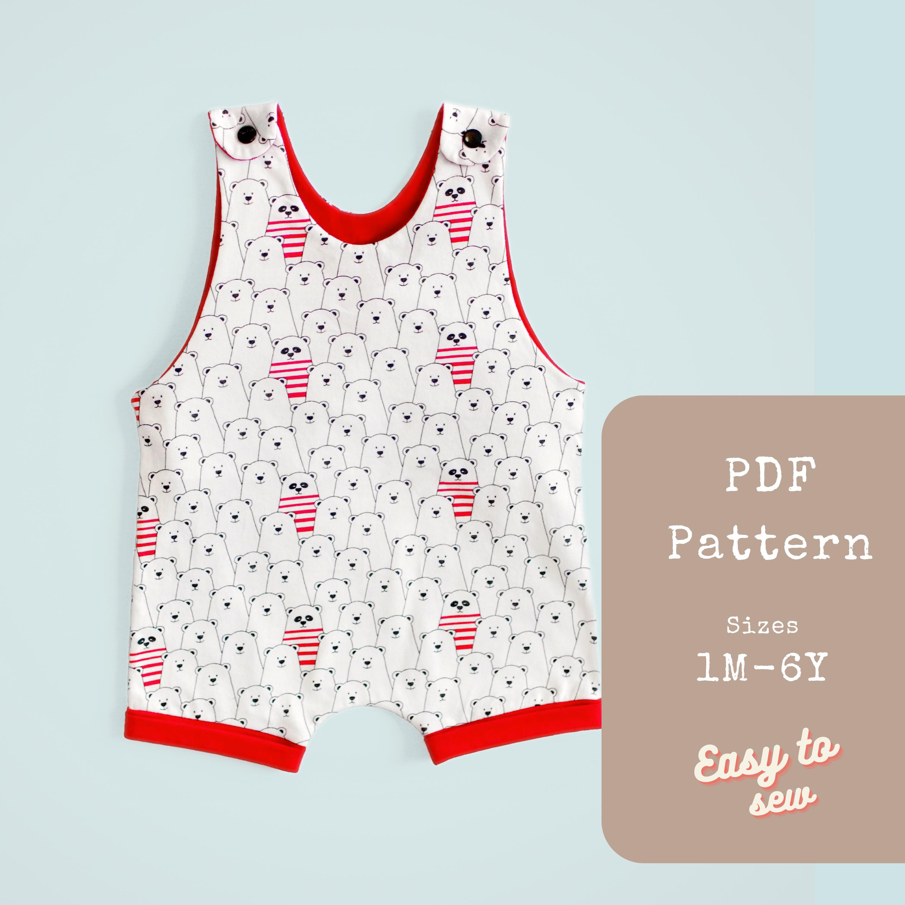 Baby Romper Sewing Pattern PDF | Baby Romper Pattern Sewing Summer | Baby Boy Short Romper Pattern Beginner | Boys Romper Pattern for Kids