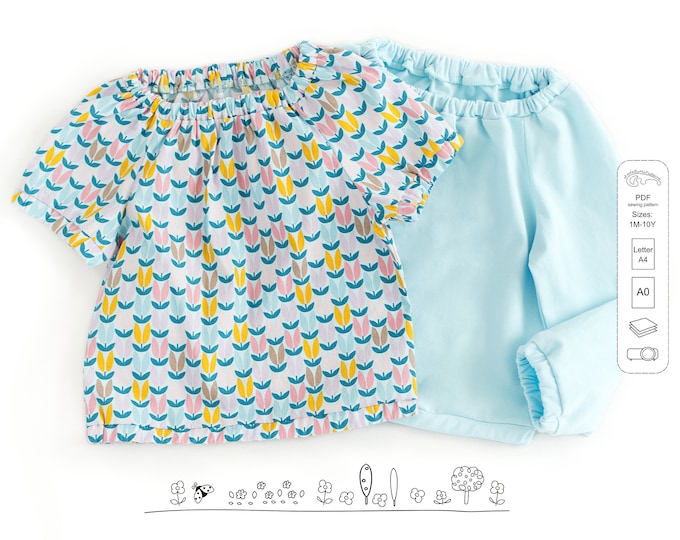 Girls top pattern pdf, baby top pattern, girls sewing patterns