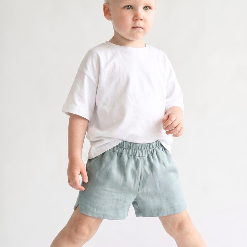 Kids tulip shorts sewn from a beginner-friendly PDF sewing pattern.