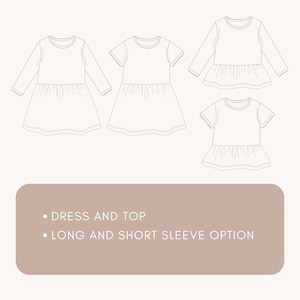 Easy Girl Dress Sewing Pattern for Kids Ruffle Top Pattern Toddler Knit Fabric Casual Clothing Idea Little Girls Dresses Photo Tutorial image 8