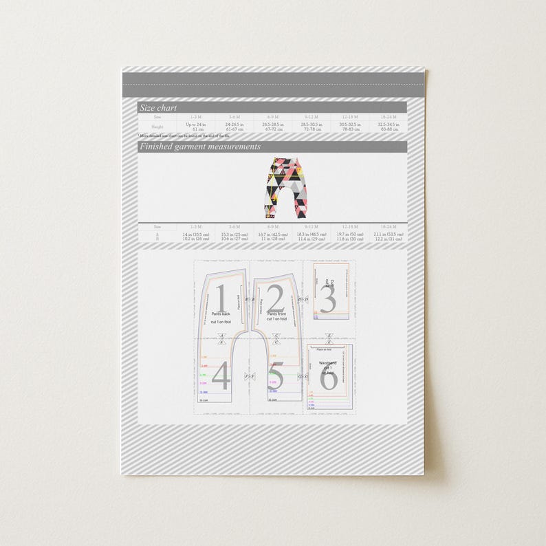 Baby Pants Pattern Easy to Sew Harem Pants Sewing Patterns PDF Knit Leggings DIY Shower Gift for Babies Clothes Ideas image 11