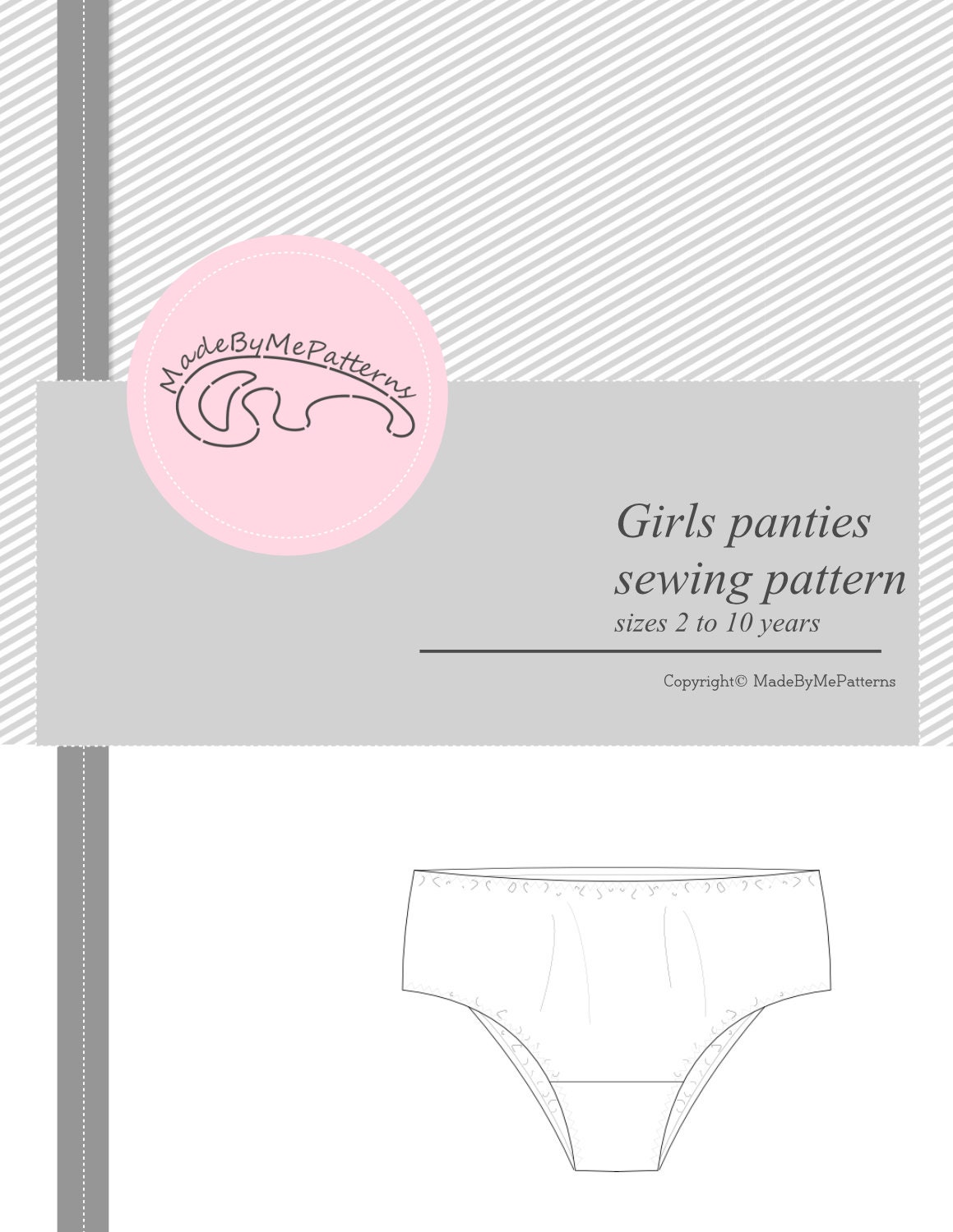 Girls panties pattern, sewing pattern PDF