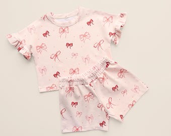 Girls Top & Shorts Set PDF Sewing Pattern Bundle Kids Summer Pajamas Gift to Sew Loungewear Girl Clothes Project for Beginners
