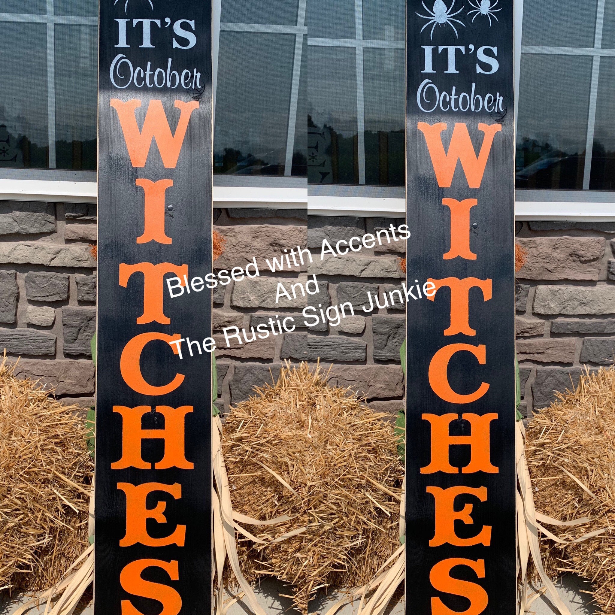 Wooden Halloween Porch Sign 2022 Rustic Halloween Decor Its October Witches Porch Sign Etsy India