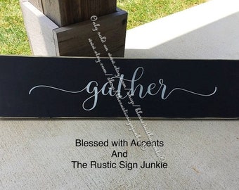 Gather Sign, Gather wood sign, gather signs, dining room decor, farmhouse decor, Rustic gather sign, cottage decor, gather here sign