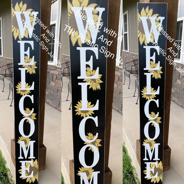 Large welcome signs, sunflower decor, sunflower porch decor, Rustic wood welcome signs, Welcome porch signs, Front porch decor