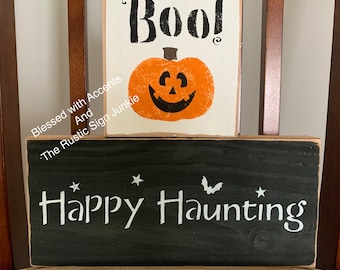 Halloween block set, fall block set, Halloween decor, fall decor, holiday block set, Wood pumpkin sign, Halloween sign, fall signs