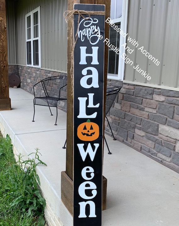 Vertical Halloween Sign 2022 Large Welcome Signs Happy Halloween Sign Halloween Decor Etsy India