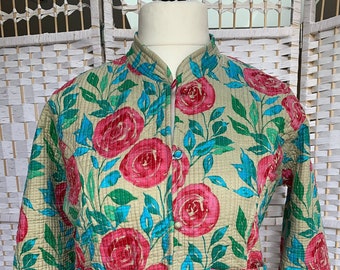 Reversible kantha jacket with Roses