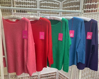 Italian One size jumper in rich jewel like colours.