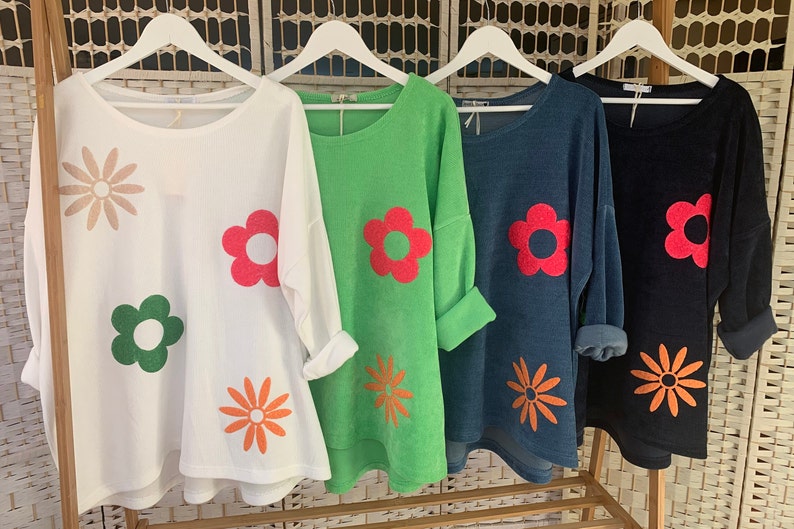 Italian Super Size Jumpers with Floral Appliques image 1