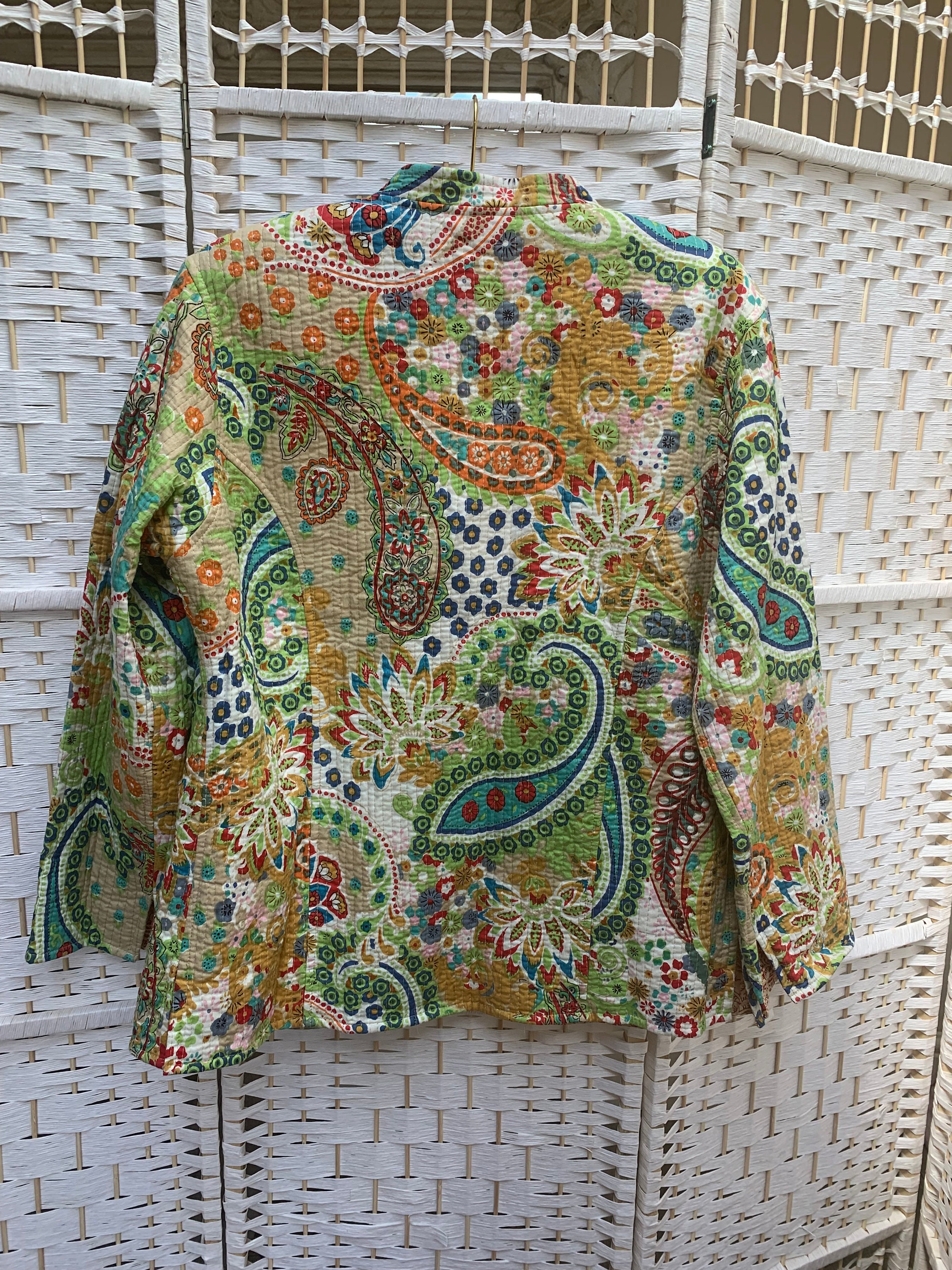 Reversible Cotton Kantha Jacket Block Printed in Green Paisley. Etsy
