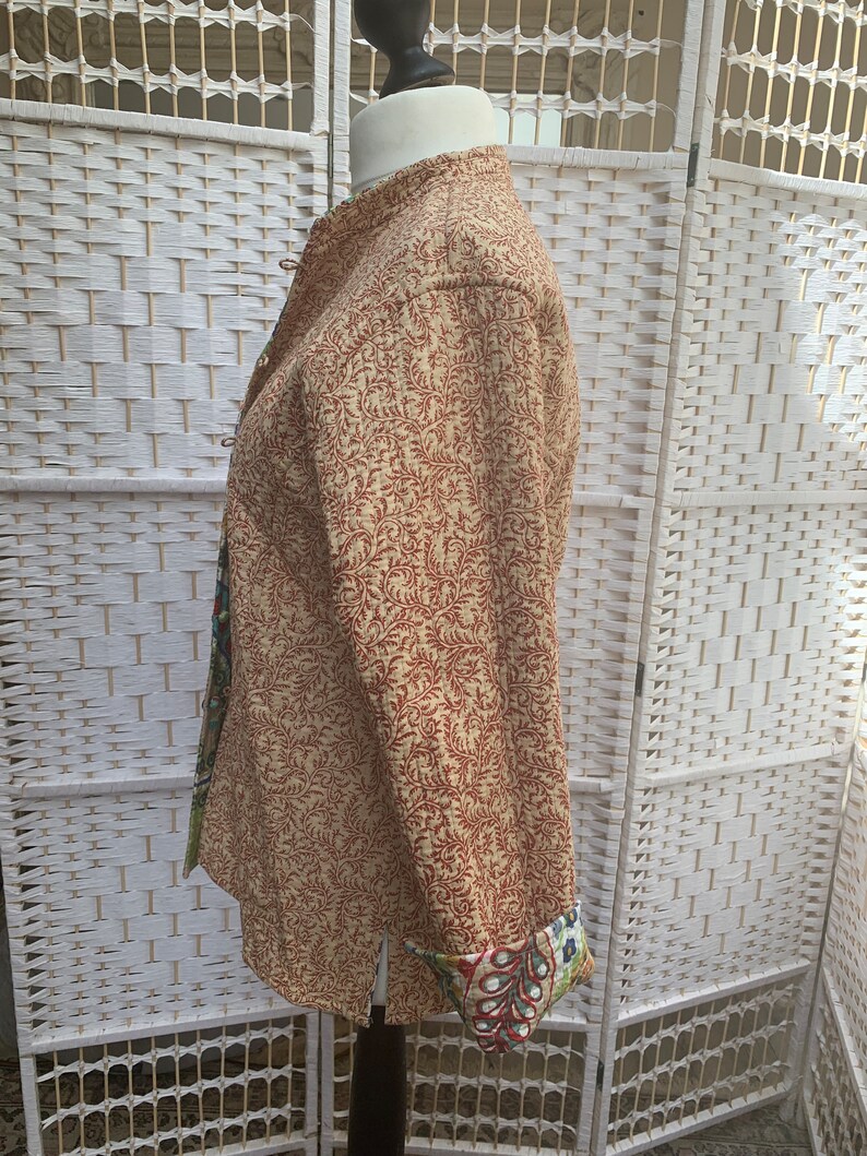 Reversible Cotton Kantha Jacket Block Printed in Green Paisley. Etsy