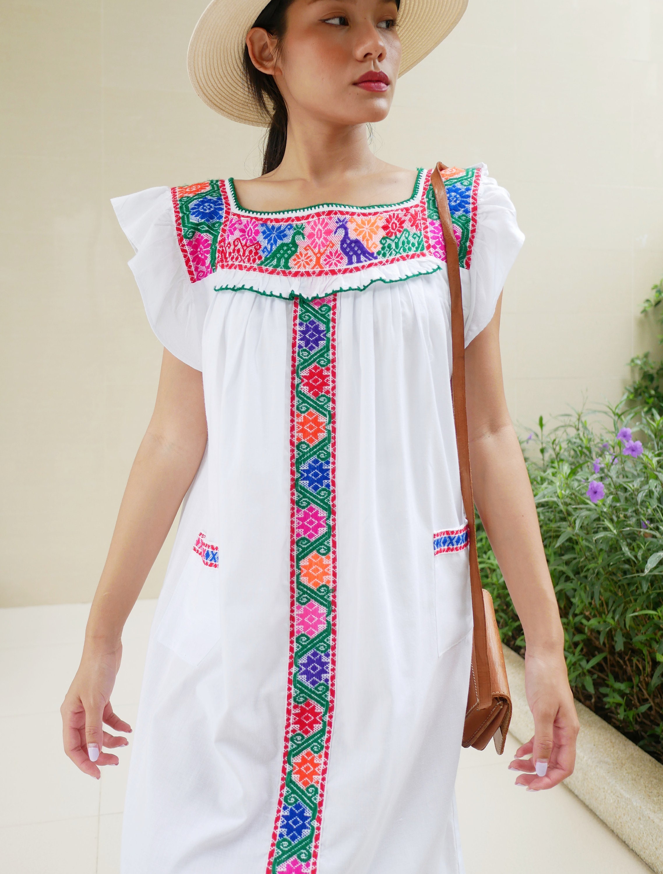Vintage Mexican Cross Stitch Dress Mexican Cross Stitch White - Etsy