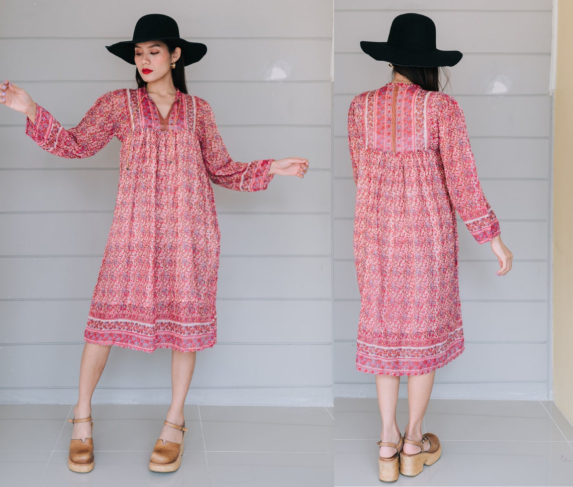 1970s Indian Cotton Gauze Dress | S/M main image 1