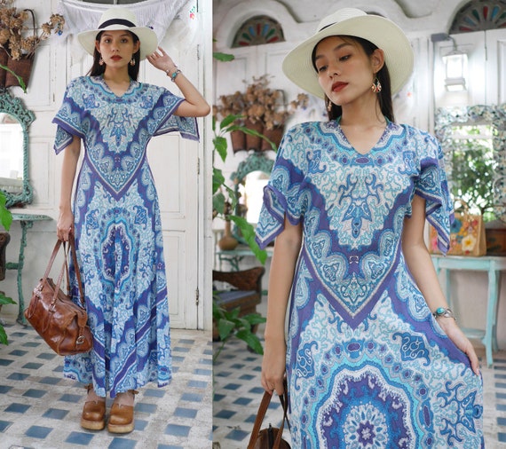 light blue boho dress