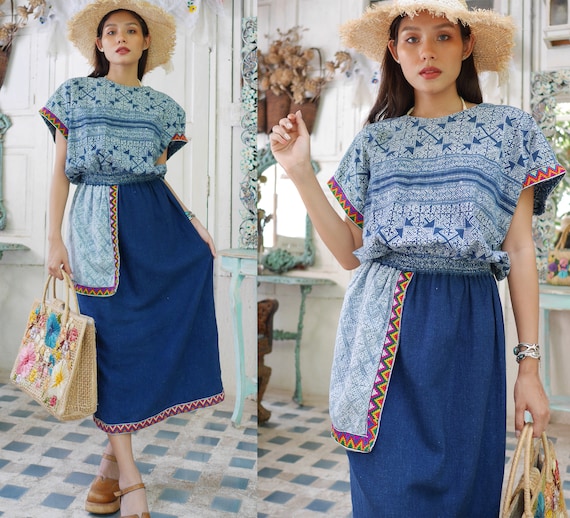 Boho Hand Woven Hemp  Dress, Vintage Traditional … - image 1