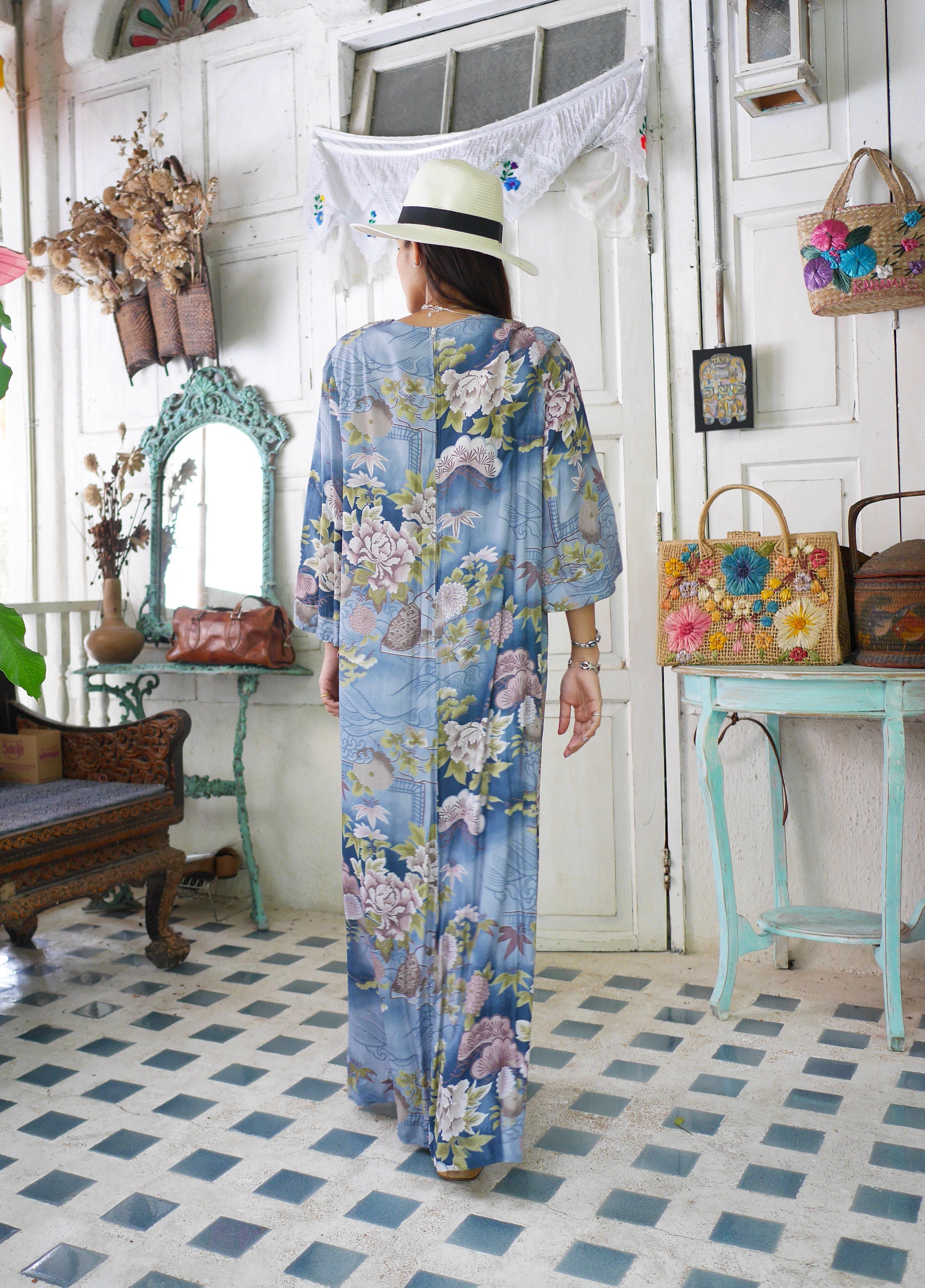 Vintage Hawaiian Maxi Dress, Tropical Print Hawaiian Dress - Etsy