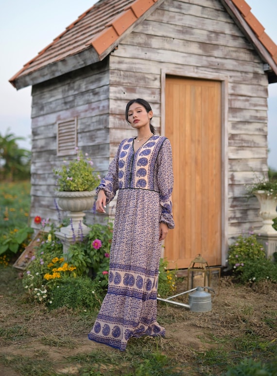 Vintage India Gauze Dress, 1970s Indian Cotton Gau