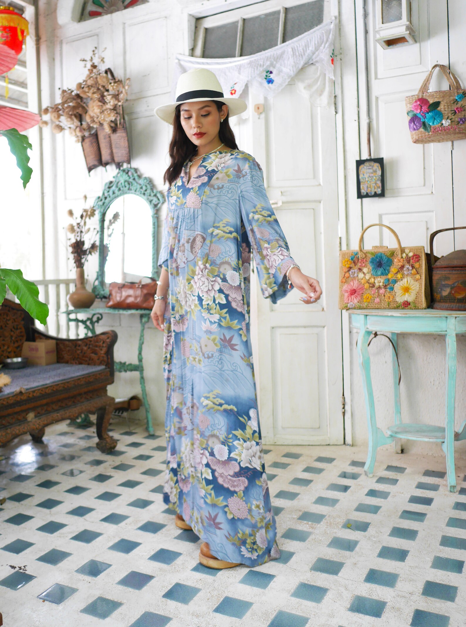 Vintage Hawaiian Maxi Dress, Tropical Print Hawaiian Dress - Etsy