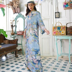 Vintage Hawaiian Maxi Dress, Tropical Print Hawaiian Dress image 5