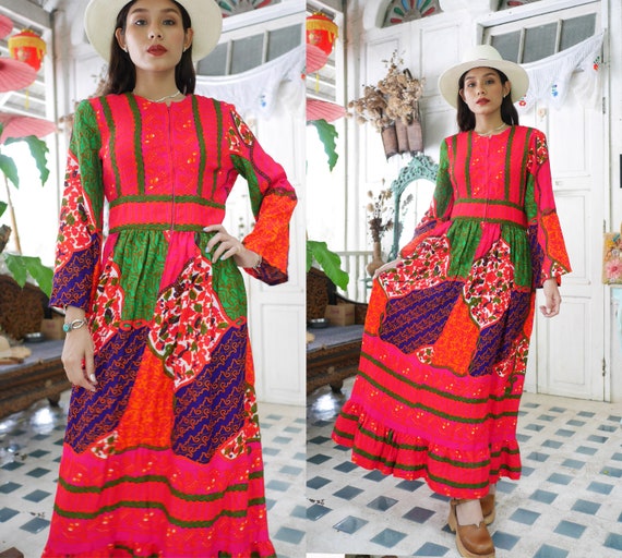 Vintage 70s Keyloun Maxi dress, Retro Maxi Dress