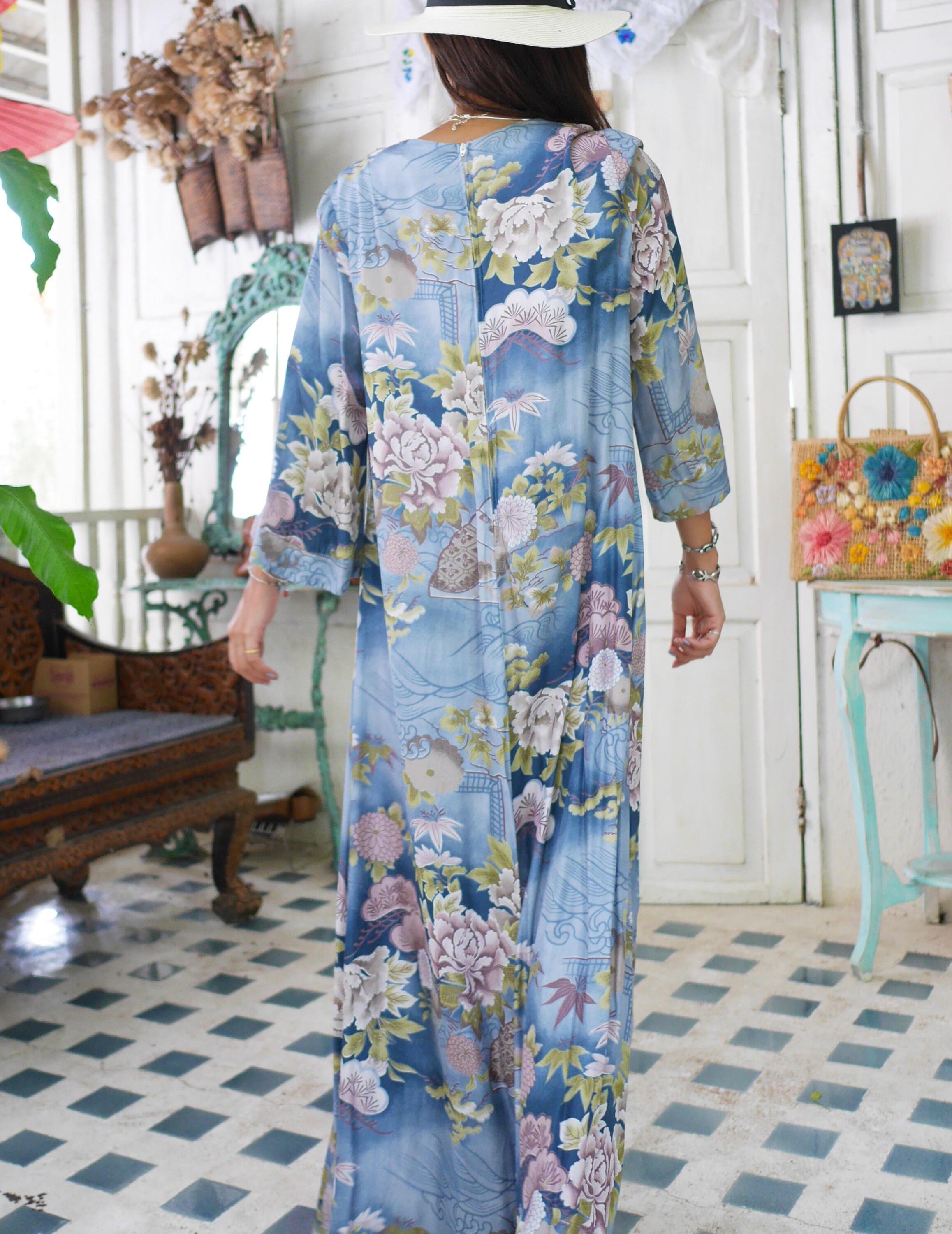 Vintage Hawaiian Maxi Dress, Tropical Print Hawaiian Dress - Etsy