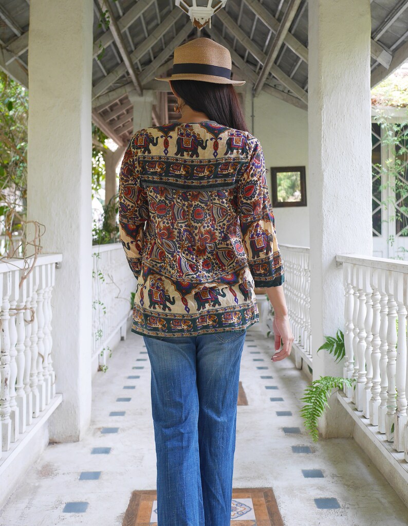 Vintage Indian Cotton Blouses 70/'s Bohemian India Blouse