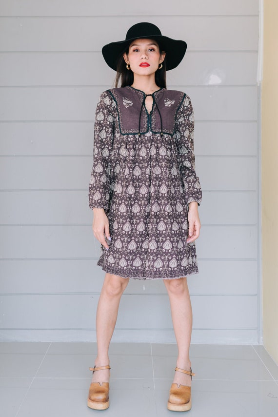 Vintage 70's Indian Cotton Block-Print Dress | Ind