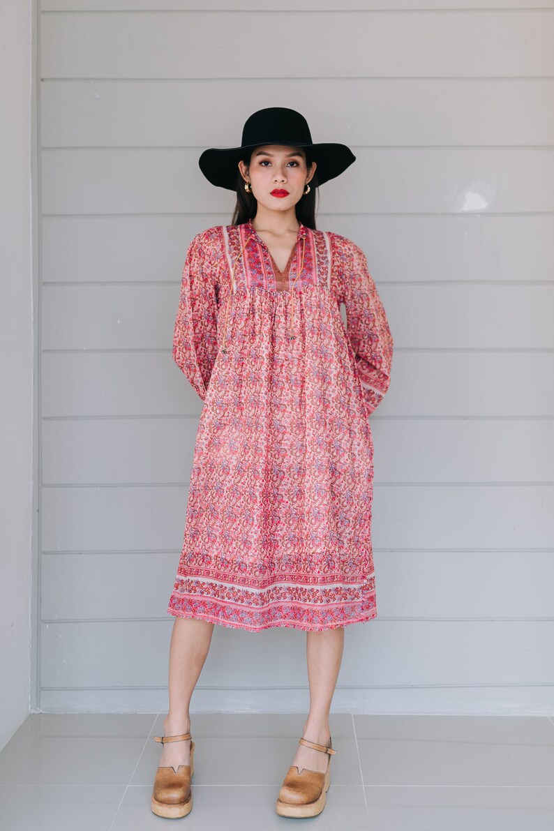 Vintage India Gauze Dress 1970s Indian Cotton Gauze Dress Etsy