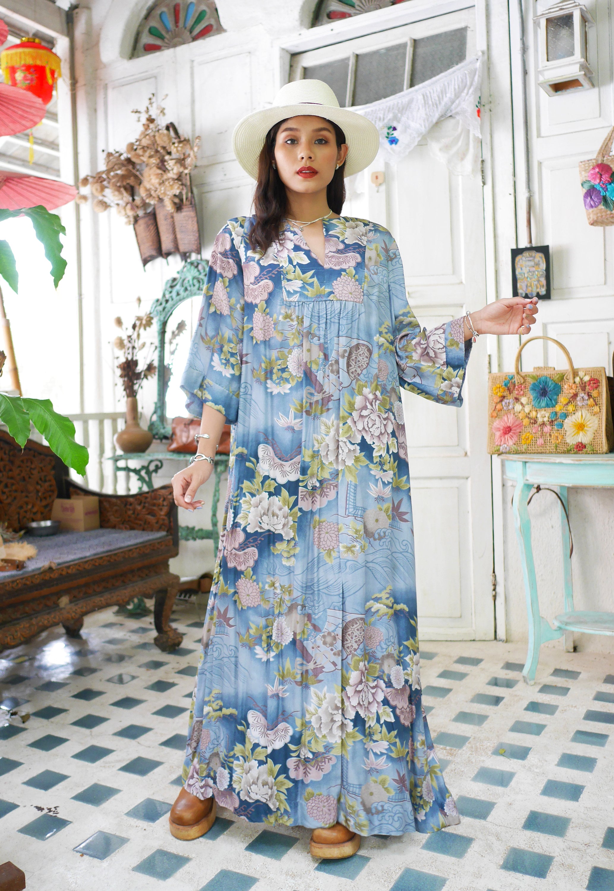 Vintage Hawaiian Maxi Dress, Tropical Print Hawaiian Dress - Etsy
