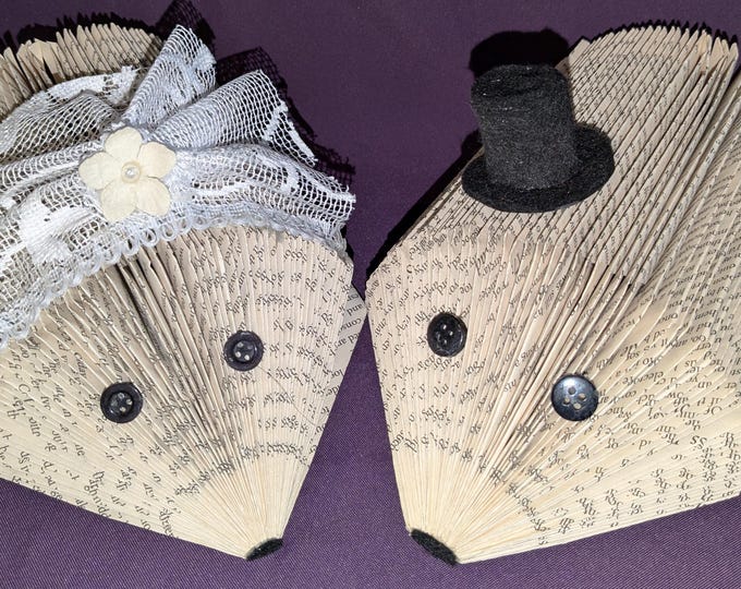 bride and groom book fold art gift