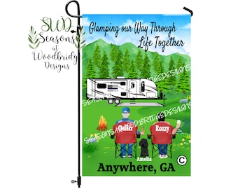 Personalized Camping Flag: RV Camper Decor, Glamping Gift