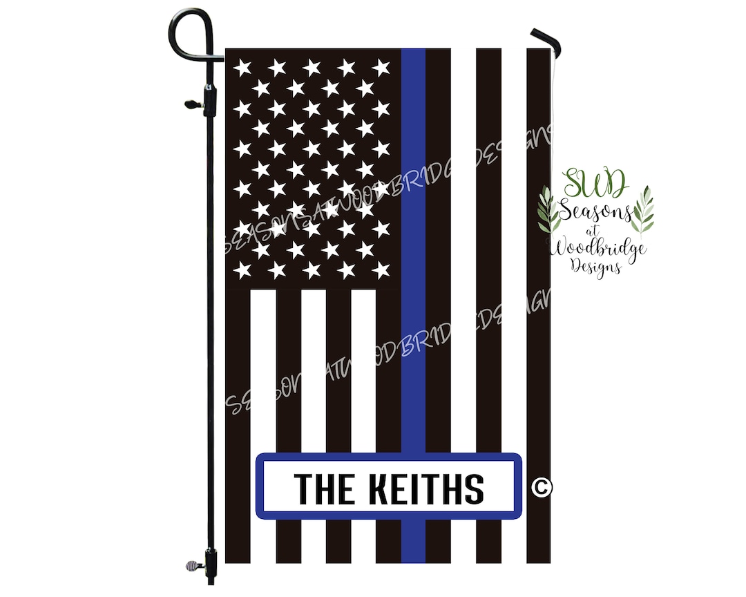 Thin Blue Line Flag, Law Enforcement Gift, Custom Personalized Garden