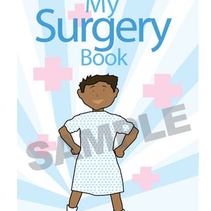 CUSTOMIZABLE Surgery Book for Children (Boy Style C) - Incl Color Print, Black/White Coloring Version, and Ebook