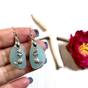 Sea Glass Mermaid Earrings, Mermaid Earrings, Aqua Sea Glass, Sea Glass Earrings, Sea Glass Jewelry, Mermaid Jewelry,Beach Jewelry