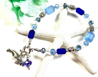 Armband zeeglas lamantijn, armband lamantijn, lamantijn sieraden, nautische sieraden, beachy sieraden, zomersieraden, zeeglas sieraden, zeekoeien