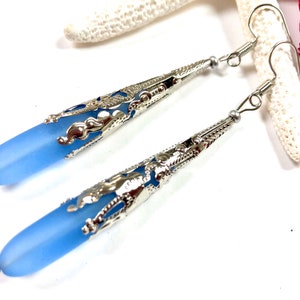 Sea Glass Teardrop Earrings, Teardrop Earrings, Blue Sea Glass Earrings, Boho Earrings, Sea Glass Jewelry, Summer Jewelry, Bridesmaid Gift
