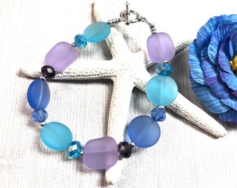 Sea Glass Bracelet,Purple Sea Glass Bracelet, Sea Glass Jewelry, Beachy Jewelry, Summer Jewelry, Bridesmaid Gift,Boho Bracelet, Boho Jewelry