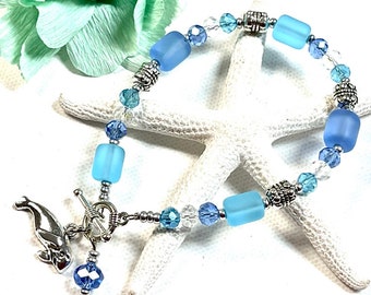 Armband zeeglas lamantijn, armband lamantijn, lamantijn sieraden, nautische sieraden, beachy sieraden, zomersieraden, zeeglas sieraden, zeekoeien