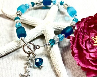 Sea Glass Mermaid Bracelet, Mermaid Bracelet, Sea Glass Bracelet, Sea Glass Jewelry, Mermaid Jewelry, Summer Jewelry, Mermaid Gift