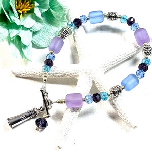 Sea Glass Lighthouse Bracelet, Lighthouse Bracelet , Lighthouse Jewelry, Beachy Jewelry, Summer Jewelry, Sea Glass Jewelry, Nautical Jewelry