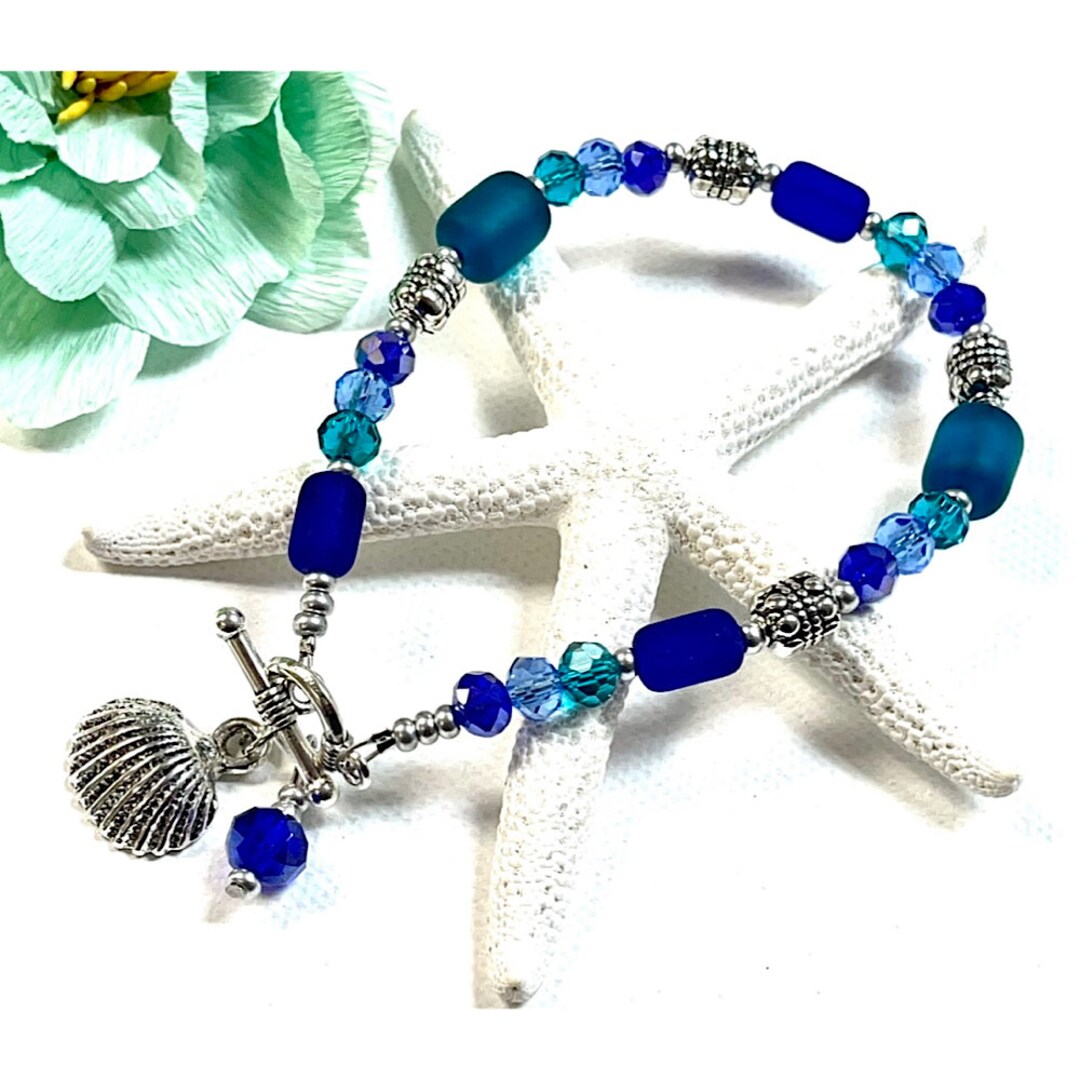 Sea Glass Scallop Shell Bracelet, Scallop Shell Bracelet, Scallop Shell ...