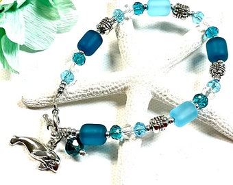 Armband zeeglas lamantijn, armband lamantijn, lamantijn sieraden, nautische sieraden, beachy sieraden, zomersieraden, zeeglas sieraden, zeekoeien